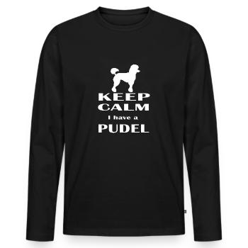 Chien Caniche Garder le cadeau calme - T-shirt manches longues Premium bio Homme - noir - Devant - Nico (187cm)