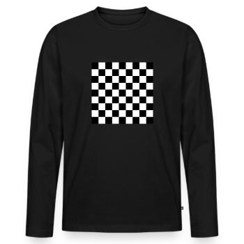 échiquier - T-shirt manches longues Premium bio Homme - noir - Devant - Nico (187cm)