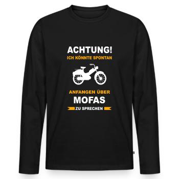 Mofa Moped Mofafahrer Mopedfahrer Mopeds Mokick - Männer Premium Bio Langarmshirt - Schwarz - Vorne - Nico (187cm)