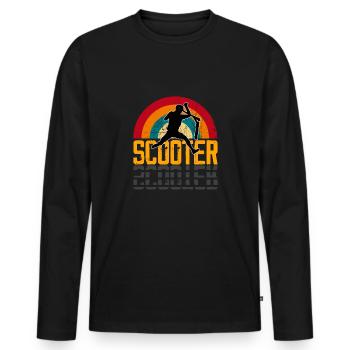 Scooter Rétro Cascadeur Cascadeur Scooters - T-shirt manches longues Premium bio Homme - noir - Devant - Nico (187cm)