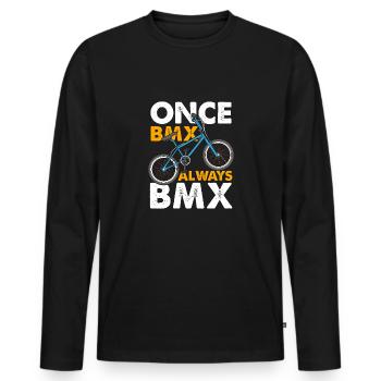 BMX Bicycle Accessories BMX Rider Ramp BMX downhill - Men's Premium Organic Long Sleeve Shirt - black - Front - Nico (187cm)