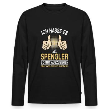 Spengler Spruch - Männer Premium Bio Langarmshirt - Schwarz - Vorne - Nico (187cm)