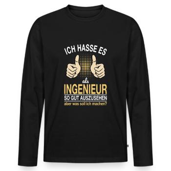 Ingenieur Spruch - Männer Premium Bio Langarmshirt - Schwarz - Vorne - Nico (187cm)