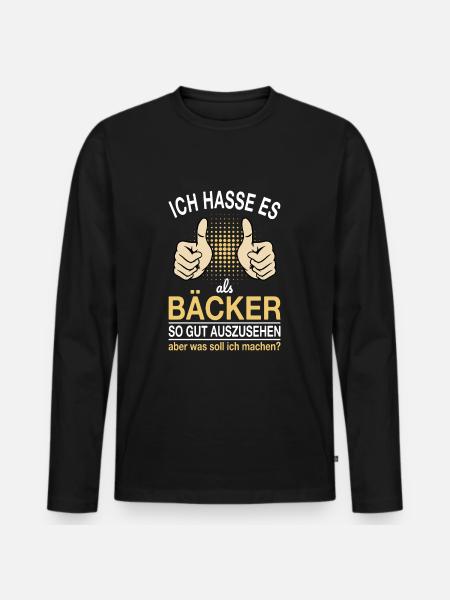 Bäcker Spruch - Männer Premium Bio Langarmshirt - Schwarz