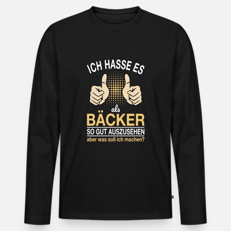 Bäcker Spruch - Männer Premium Bio Langarmshirt - Schwarz