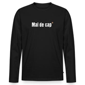 OBV – Mal de cap - T-shirt manches longues Premium bio Homme - noir - Devant - Nico (187cm)