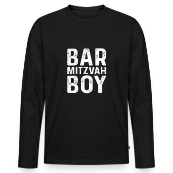 Bar Mitzvah boy Funny 13 birthday gift Long - Men's Premium Organic Long Sleeve Shirt - black - Front - Nico (187cm)