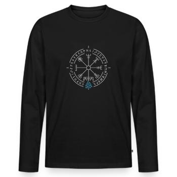 Viking boussole mythologie nordique Vegvisir - T-shirt manches longues Premium bio Homme - noir - Devant - Nico (187cm)