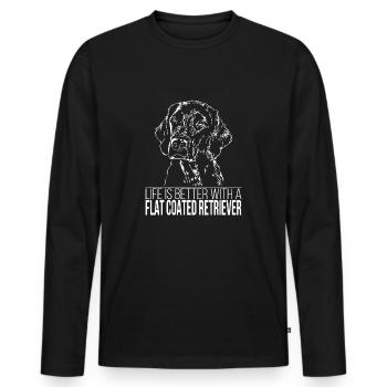FLAT COATED RETRIEVER Life better Verder - T-shirt manches longues Premium bio Homme - noir - Devant - Nico (187cm)