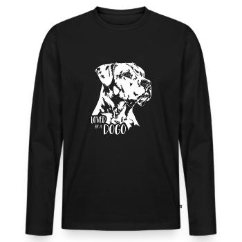 Aimé par un chien Dogo disant Dogo Argentino chiens - T-shirt manches longues Premium bio Homme - noir - Devant - Nico (187cm)