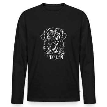 Loved by a Golden Retriever dog saying Wilsigns - Men's Premium Organic Long Sleeve Shirt - black - Front - Nico (187cm)
