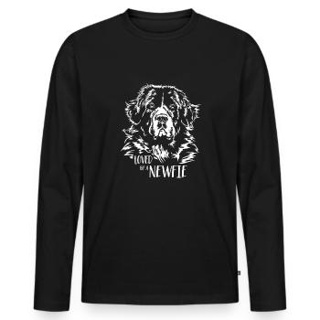 Aimé par un chien Terre-Neuve Newfie qui dit chiens - T-shirt manches longues Premium bio Homme - noir - Devant - Nico (187cm)