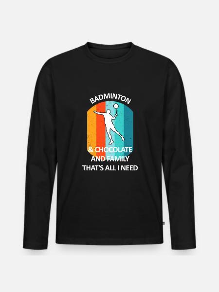 Badminton Badminton Badminton Player Chocolate - Men's Premium Organic Long Sleeve Shirt - black