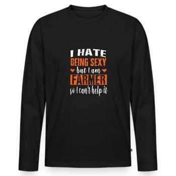 Sexy Farmer - I hate being sexy - Männer Premium Bio Langarmshirt - Schwarz - Vorne - Nico (187cm)