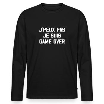 j'peux Pas J'ai Game Over - T-shirt manches longues Premium bio Homme - noir - Devant - Nico (187cm)