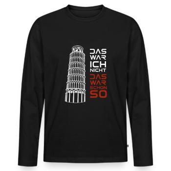 Das war ich nicht, Pisa Sommer Sonne Ferien Reisen - Männer Premium Bio Langarmshirt - Schwarz - Vorne - Nico (187cm)