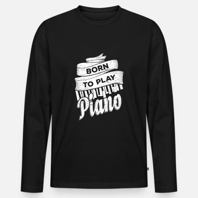 Klavier Pianist - Männer Premium Bio Langarmshirt - Schwarz
