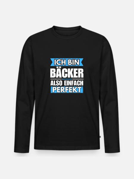 Einfach ein Perfekter Bäcker - Männer Premium Bio Langarmshirt - Schwarz