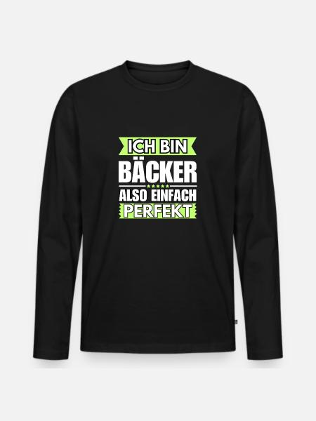 Einfach ein Perfekter Bäcker - Männer Premium Bio Langarmshirt - Schwarz