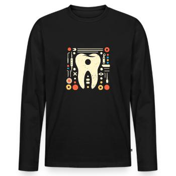 Funny Tooth with Hole - Perfect Gift - Men's Premium Organic Long Sleeve Shirt - black - Front - Nico (187cm)