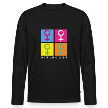 Égalité femmes-puissance symbole vintage - T-shirt manches longues Premium bio Homme - noir - Devant - Nico (187cm)