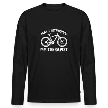 Biking is my therapist, my therapy - Men's Premium Organic Long Sleeve Shirt - black - Front - Nico (187cm)
