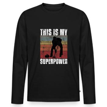 Curling is my Superpower Curler Eisstockschießen - Men's Premium Organic Long Sleeve Shirt - black - Front - Nico (187cm)