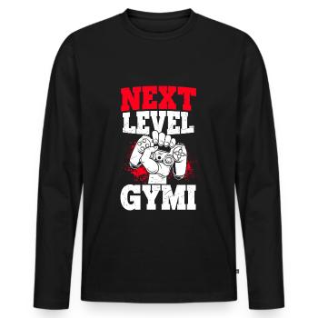 neue Schule Zocker Contoller Abenteuer Vintage Gym - Männer Premium Bio Langarmshirt - Schwarz - Vorne - Nico (187cm)