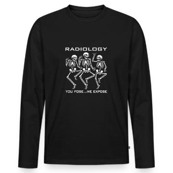 Dancing skeletons funny radiologist saying - Men's Premium Organic Long Sleeve Shirt - black - Front - Nico (187cm)
