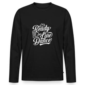 Line Dance mein Tanzsport und meine Passion - Männer Premium Bio Langarmshirt - Schwarz - Vorne - Nico (187cm)
