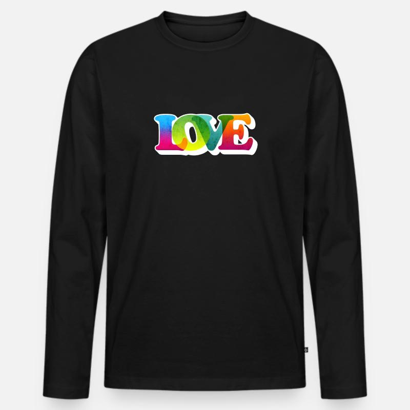 LOVE STATEMENT BUNT GROOVY - Männer Premium Bio Langarmshirt - Schwarz