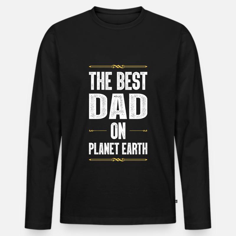 Bester Papa Spruch Dad Vater - Männer Premium Bio Langarmshirt - Schwarz