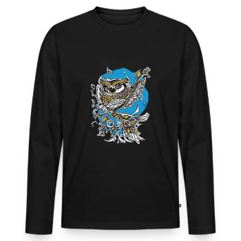EULE - Männer Premium Bio Langarmshirt - Schwarz - Vorne - Nico (187cm)
