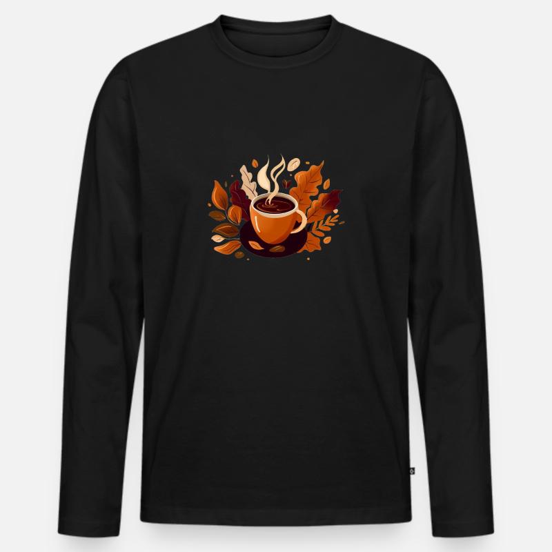 Herbstkaffee - Männer Premium Bio Langarmshirt - Schwarz