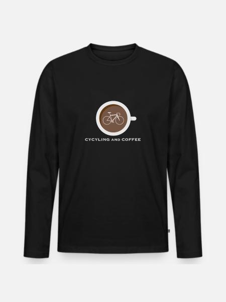 Cycling and Coffee - Männer Premium Bio Langarmshirt - Schwarz