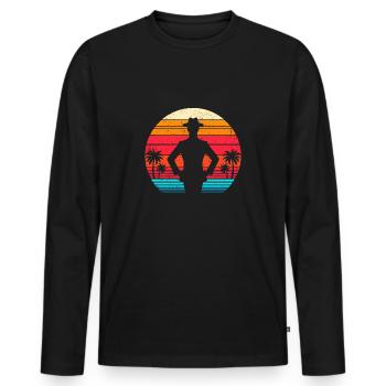 Danseuse Vintage rétro - cadeau pour amateur de danse - T-shirt manches longues Premium bio Homme - noir - Devant - Nico (187cm)