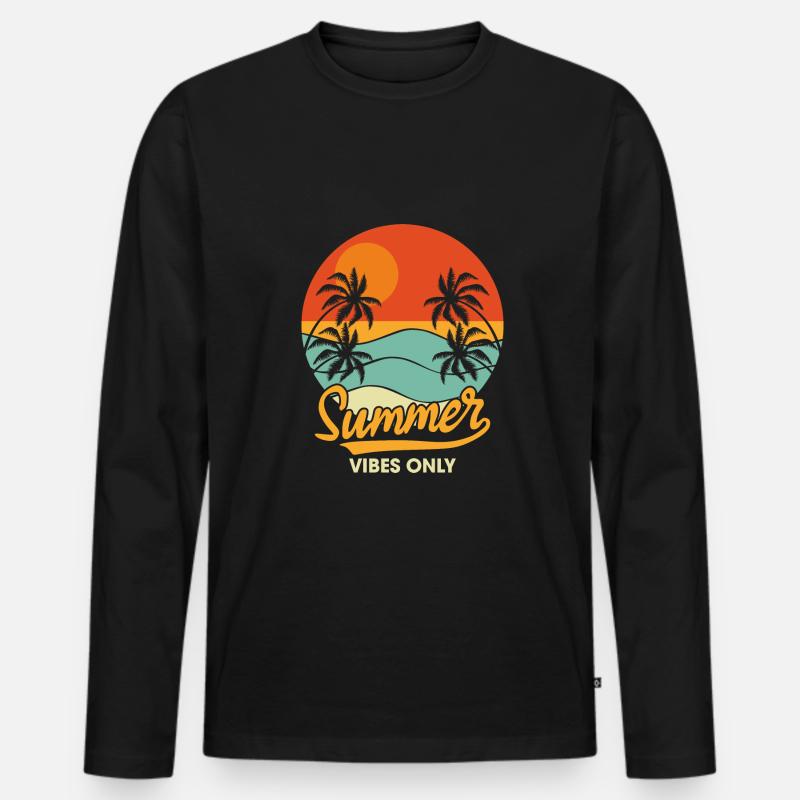 Nur Sommerklima Sommerpalmen - Männer Premium Bio Langarmshirt - Schwarz