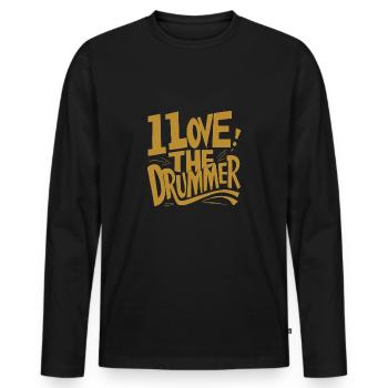 J’adore le batteur - j’adore la batterie - T-shirt manches longues Premium bio Homme - noir - Devant - Nico (187cm)