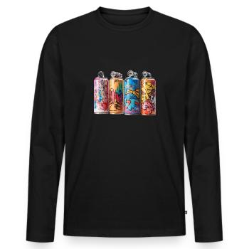 SPRAY PAINT GRAFFITI STREET ART - Men's Premium Organic Long Sleeve Shirt - black - Front - Nico (187cm)