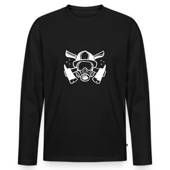 Pompiers - Firefighter - T-shirt manches longues Premium bio Homme - noir - Devant - Nico (187cm)