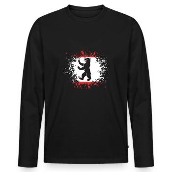 Drapeau, berlin, blot blot éclaboussures b - T-shirt manches longues Premium bio Homme - noir - Devant - Nico (187cm)