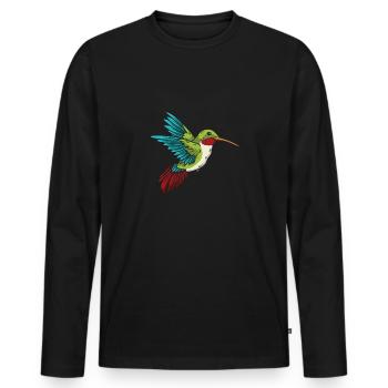 Kolibri Vogel Kolibris Rubinkehlkolibri - Männer Premium Bio Langarmshirt - Schwarz - Vorne - Nico (187cm)