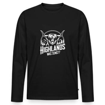 Highlands was sonst Schottisches Hochlandrind - Männer Premium Bio Langarmshirt - Schwarz - Vorne - Nico (187cm)