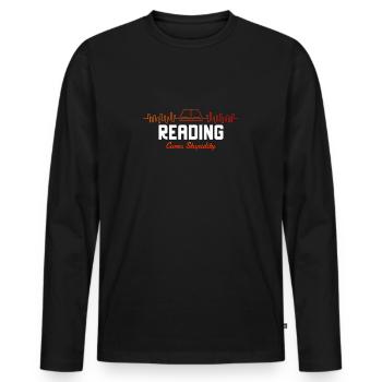 Reading Cures Stupidity Book Heartbeat - Men's Premium Organic Long Sleeve Shirt - black - Front - Nico (187cm)