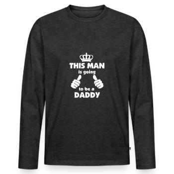 This man is going to be a daddy - Men's Premium Organic Long Sleeve Shirt - heather anthracite - Front - Nico (187cm)