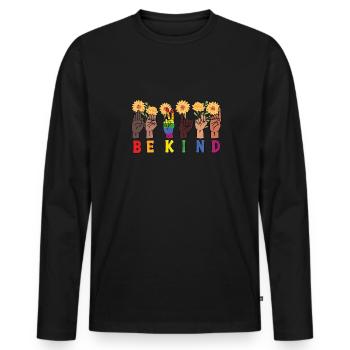 Soyez enfant LGBT Rainbow Sign Language Trans - T-shirt manches longues Premium bio Homme - noir - Devant - Nico (187cm)