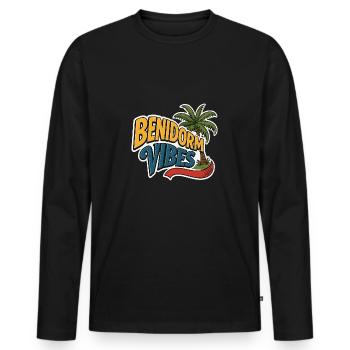Benidorm Vibes - Männer Premium Bio Langarmshirt - Schwarz - Vorne - Nico (187cm)