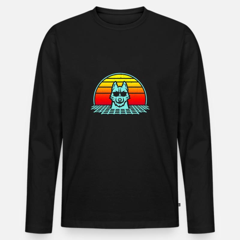 HUSKY - Männer Premium Bio Langarmshirt - Schwarz