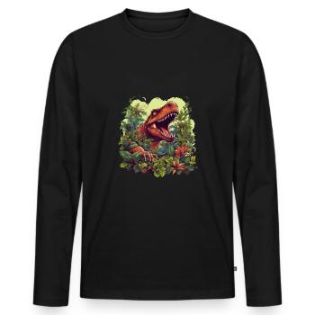 T-Rex Jungle Design - Men's Premium Organic Long Sleeve Shirt - black - Front - Nico (187cm)