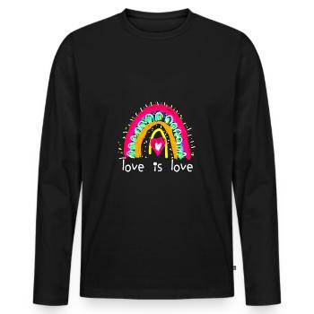 Love is love, Regenbogen, bunt ,boho - Männer Premium Bio Langarmshirt - Schwarz - Vorne - Nico (187cm)
